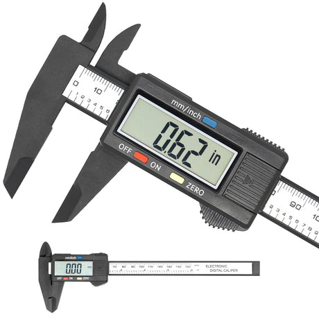 Electronic Digital Caliper, Plastic Vernier Caliper, Caliper Measuring Tool with Inch/Millimeter Conversion, Extra Large LCD Screen, 0-6 Inch/0-150 Vizbrite