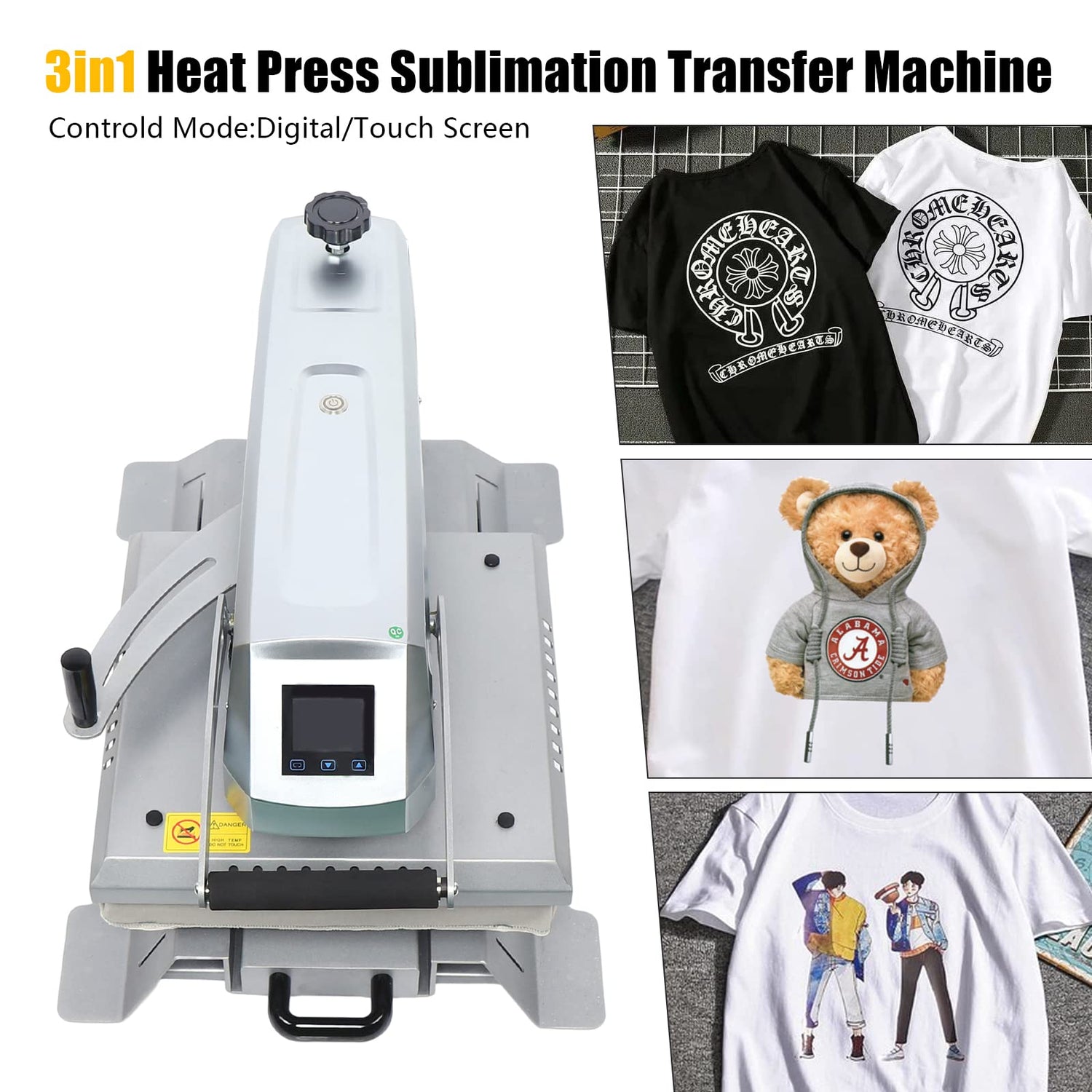 Swing Away Heat Press Machine with Digital Control, 15x15 inch Heat Press Machine for T Shirts Printing Machine Manual Sublimation Transfer Printer Gworobie