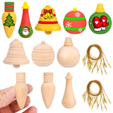 Bluedale 40 Pcs Wooden Christmas Trees Ornaments for Crafts, Natural Unfinished Wood Ornaments, Xmas DIY Arts Painting Holiday Hanging Decorations in Bluedale