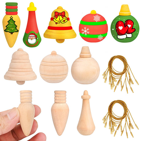 Bluedale 40 Pcs Wooden Christmas Trees Ornaments for Crafts, Natural Unfinished Wood Ornaments, Xmas DIY Arts Painting Holiday Hanging Decorations in Bluedale