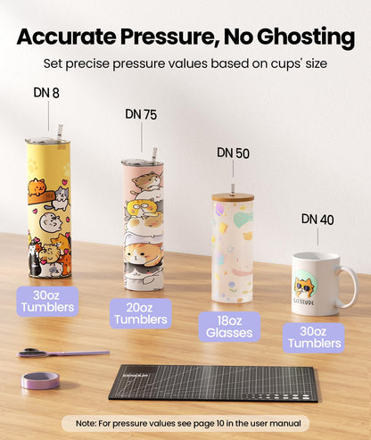 EENOUR Auto Tumbler Heat Press Machine - Pressure Setting, Press & Rotation Automatically for Full Print - Mug Heat Press Heat Up Fast & Even for - WoodArtSupply