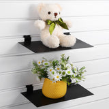LEIFIDE Metal Slatwall Shelves 12 x 6 Inch Flat Display Shelves Hanging Slatwall Accessories for Slat Wall Bedroom Office Home Gaming Room Retail LEIFIDE