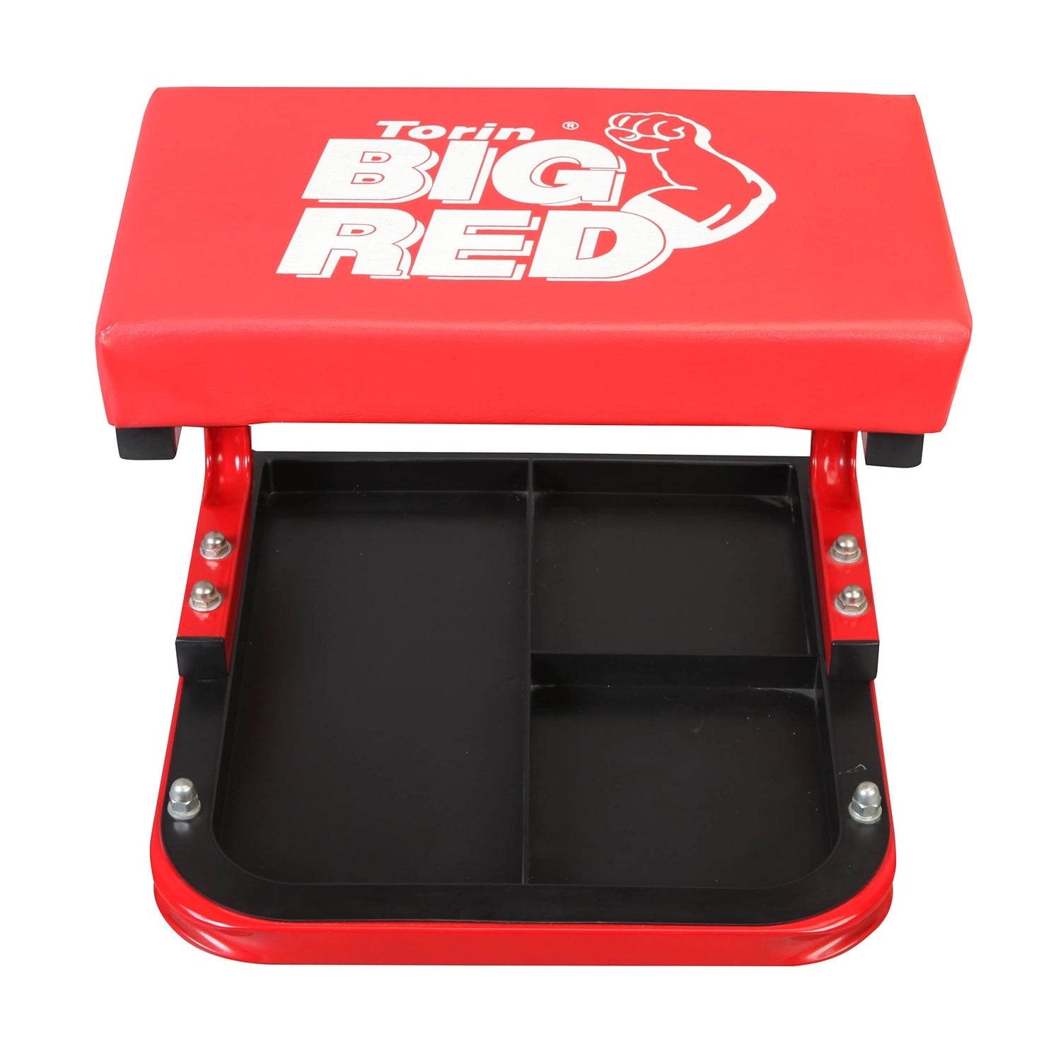Torin TR6300 Red Rolling Creeper Garage/Shop Seat: Padded Mechanic Stool with Tool Tray BIG RED