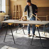 Goplus Saw Horses 2 Pack Folding, Portable Sawhorse with Fast Open Legs, Convenient Handle. Heavy Duty Steel Sawhorse for Woodworking, Carpenters, Goplus