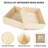 Aodaer 8 Pieces Unfinished Wooden Box in 4 Sizes Rustic Small Wood Box Square Storage Organizer Container Craft Box Paulownia Treasure Boxes for Aodaer