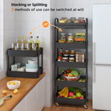 Calmootey 5-Tier Rolling Utility Cart with Drawer,Multifunctional Storage Organizer with Plastic Shelf & Metal Wheels,Storage Cart for Calmootey