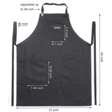 DingSay Trendy Black Cotton Kitchen Apron, Mens Womens Professional Cooking Bib Apron for Chef Grill BBQ, with Pockets Towel Loop and Adjustable Neck DingSay Trendy