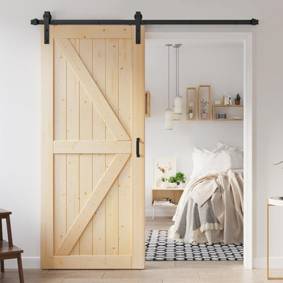 ROYMELO 36x84 inch Sliding Barn Wood Door Slab with 6.6ft Hardware Kit, Requires Simple DIY Assembly