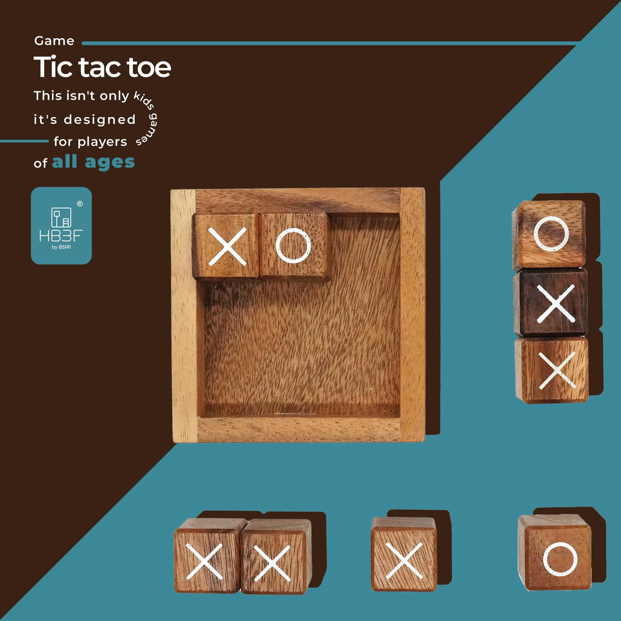 BSIRI Tic Tac Toe for Kids and Adults Coffee Table Living Room Decor and Desk Decor Family Games Night Classic Board Games Wood Rustic for Families BSIRI
