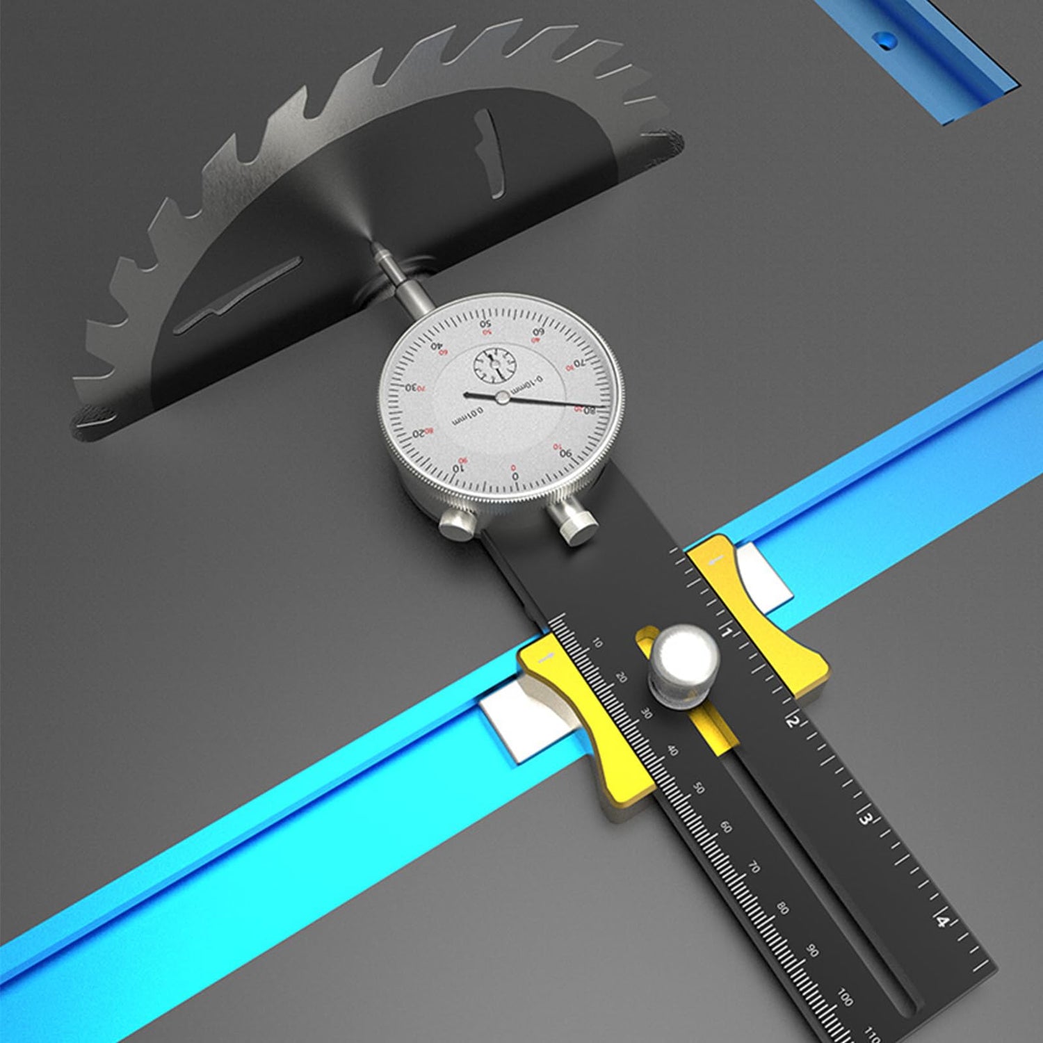 Table Saw Miter Gauge - Table Saw Dial Indicator Gauge, Precision Dial Indicator Table Saw Basic Kit for Aligning and Calibrating Work Shop Machinery Hesderty