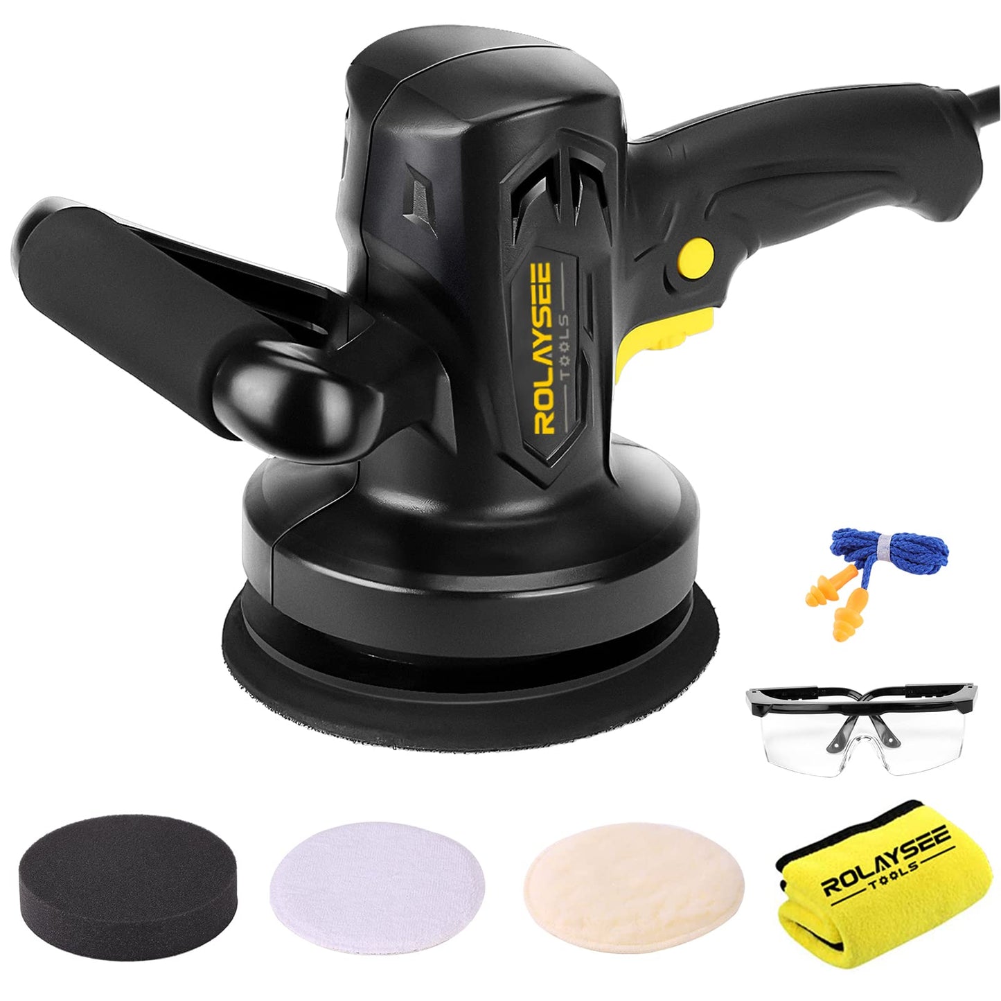 6-Inch Random Orbital Waxer Polisher, Variable Speed Buffer Machine Kit with 3 Buffing and Polishing Bonnets, Electric Buffer Polisher for Car - WoodArtSupply