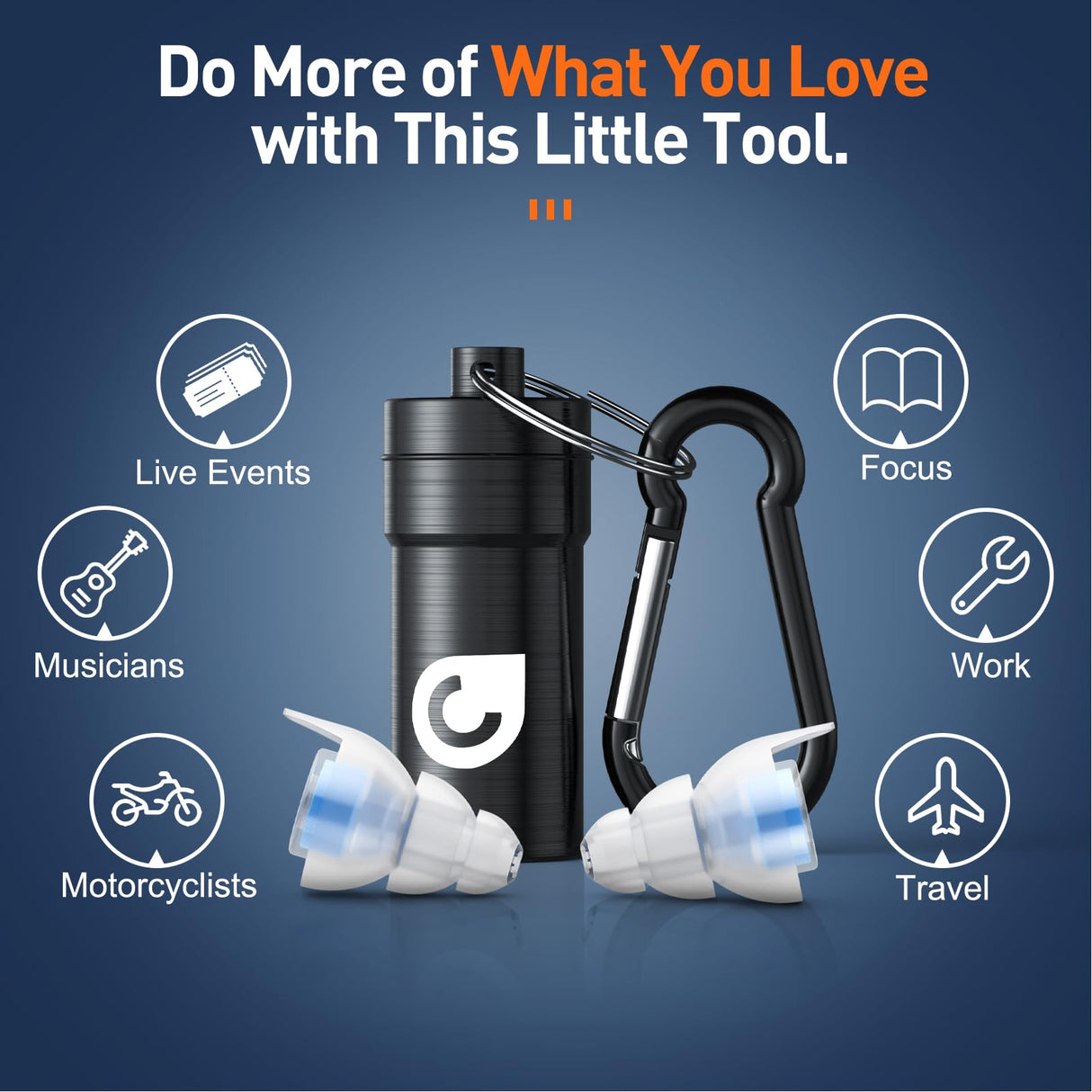 Reure High Fidelity Concert Ear Plugs, Noise Cancelling Silicone Ear Plugs 2 Pairs Great for Concerts Loud Music, Musicians, Motorcycles, Airplanes, Reure