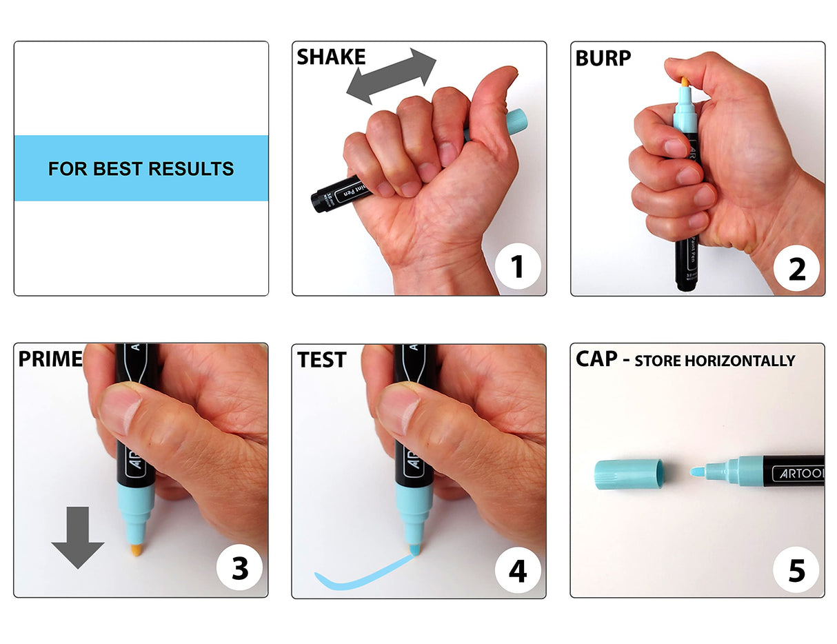 TOOLI-ART Black And White Acrylic Paint Markers Paint Pens Set For Rock Painting, Canvas, Mugs, Metal, Glass Paint, Fabric, Wood, DIY. Non Toxic, TOOLI-ART