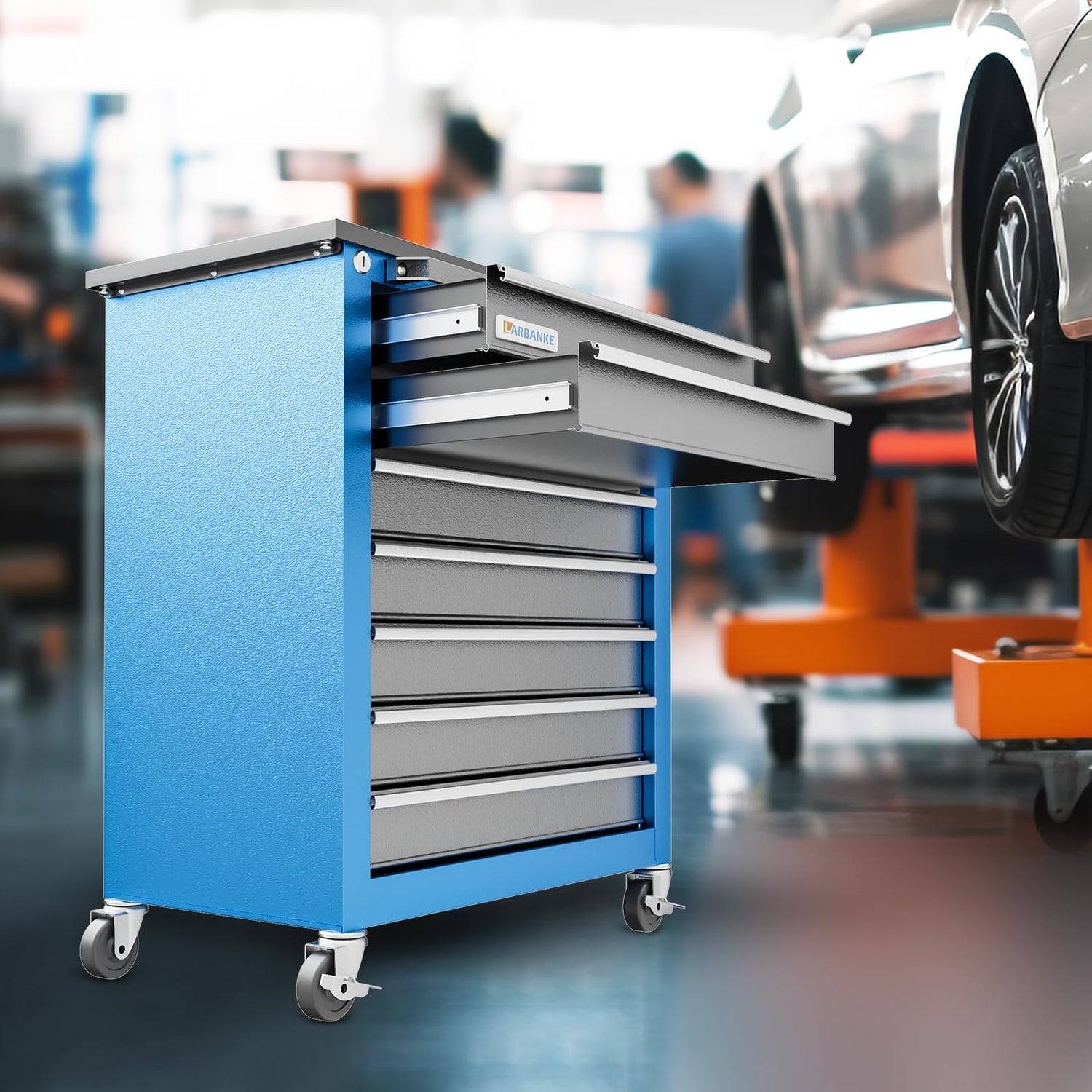 LARBANKE Tool Chest,7-Drawer Multifunctional Tool Cabinet,Rolling Tool Chest on Wheels with Keyed Locking System,and 4 Foot Pad,Tool Chet can be LARBANKE