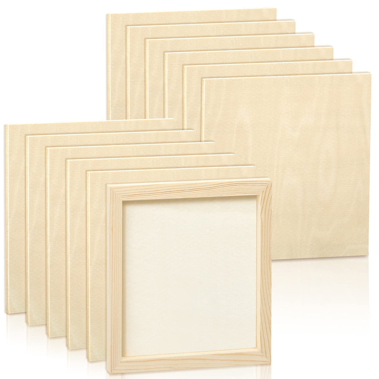 Kathfly 12 Pcs 8 x 8 Inch Pine Wood Panel Boards Unfinished Square Wood Panels Painting Panel Boards for Crafts Paint DIY Drawing Pouring Art Kathfly