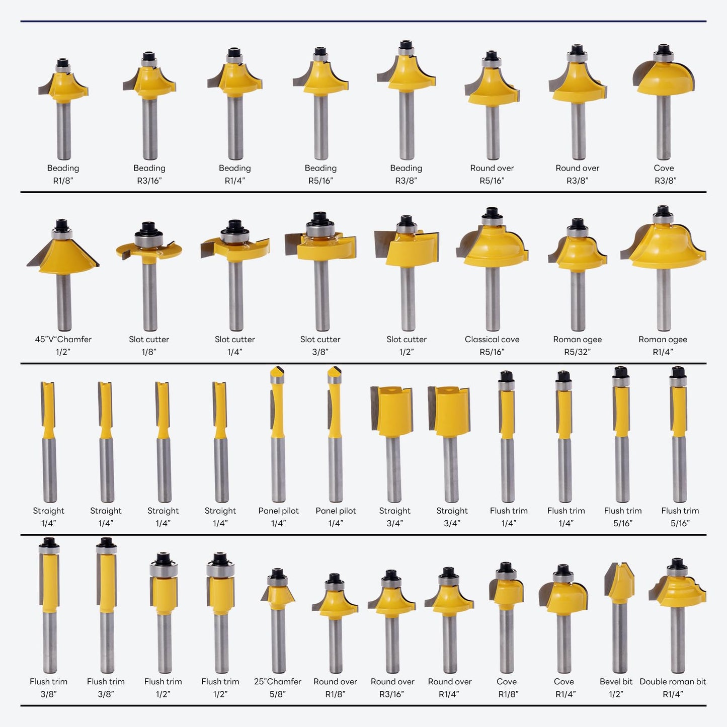 EilxMag 100 Pieces Router Bit Set, Router Bits 1/4 Inch Shank with Aluminum Storage Case Tungsten Carbide Router Bits Kit for Professional - WoodArtSupply