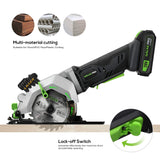GALAX PRO 20V 4-1/2" Cordless Circular Saw with 2.0Ah battery, Laser Guide, Rip Guide, 2 Pcs Blades(24T+ 60T), 3400RPM, Max Cutting Depth GALAX PRO