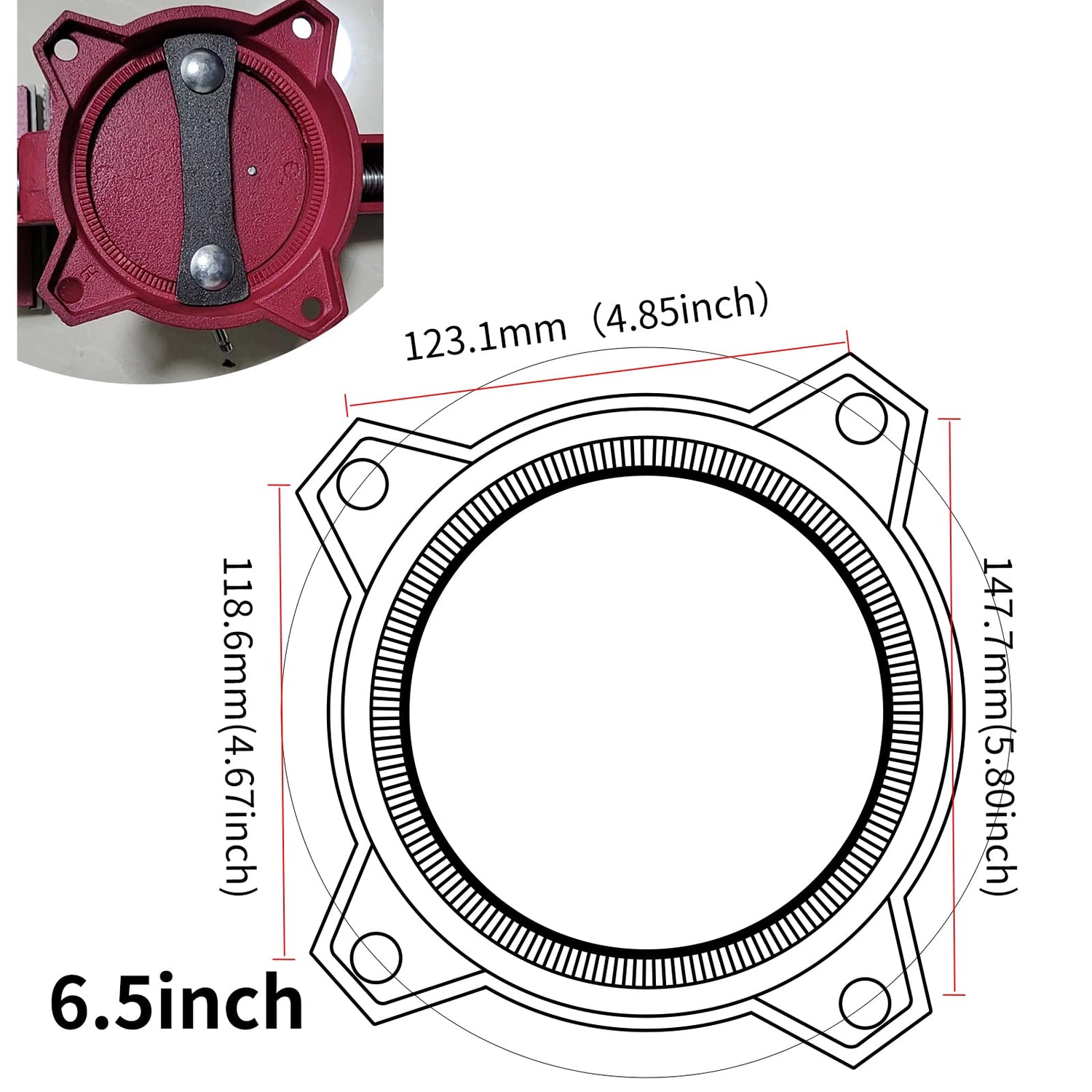 COGNATIVE 6.5" Heavy-Duty Ductile Iron Bench Vise 360° Swivel Bench Vise with Anvil, Red COGNATIVE