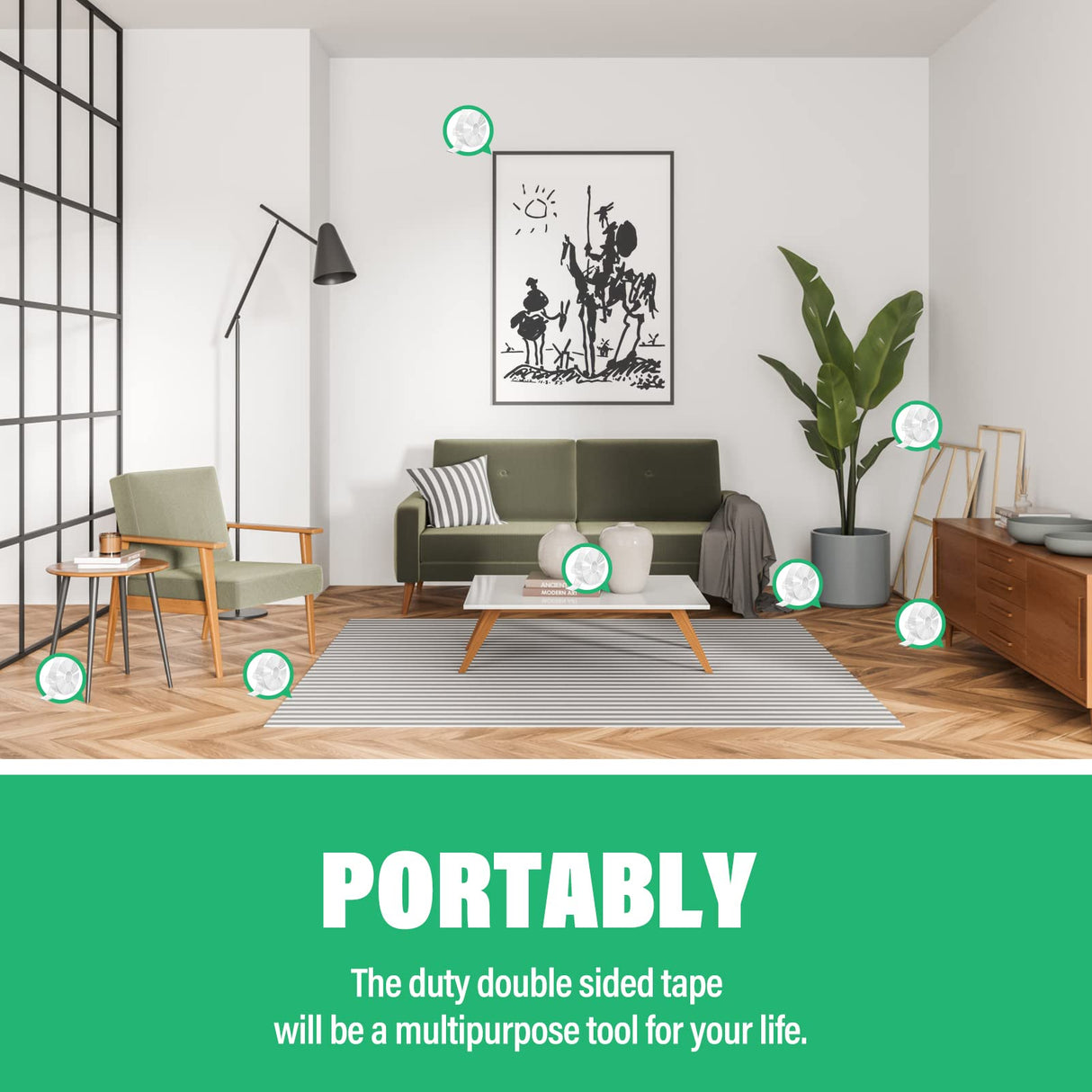 CREGEAR Double Sided Tape Heavy Duty (10 FT/120in), Transparent Nano Tape, Clear Mounting Tape Strong Adhesive Strips, Multipurpose Wall Hanging CREGEAR