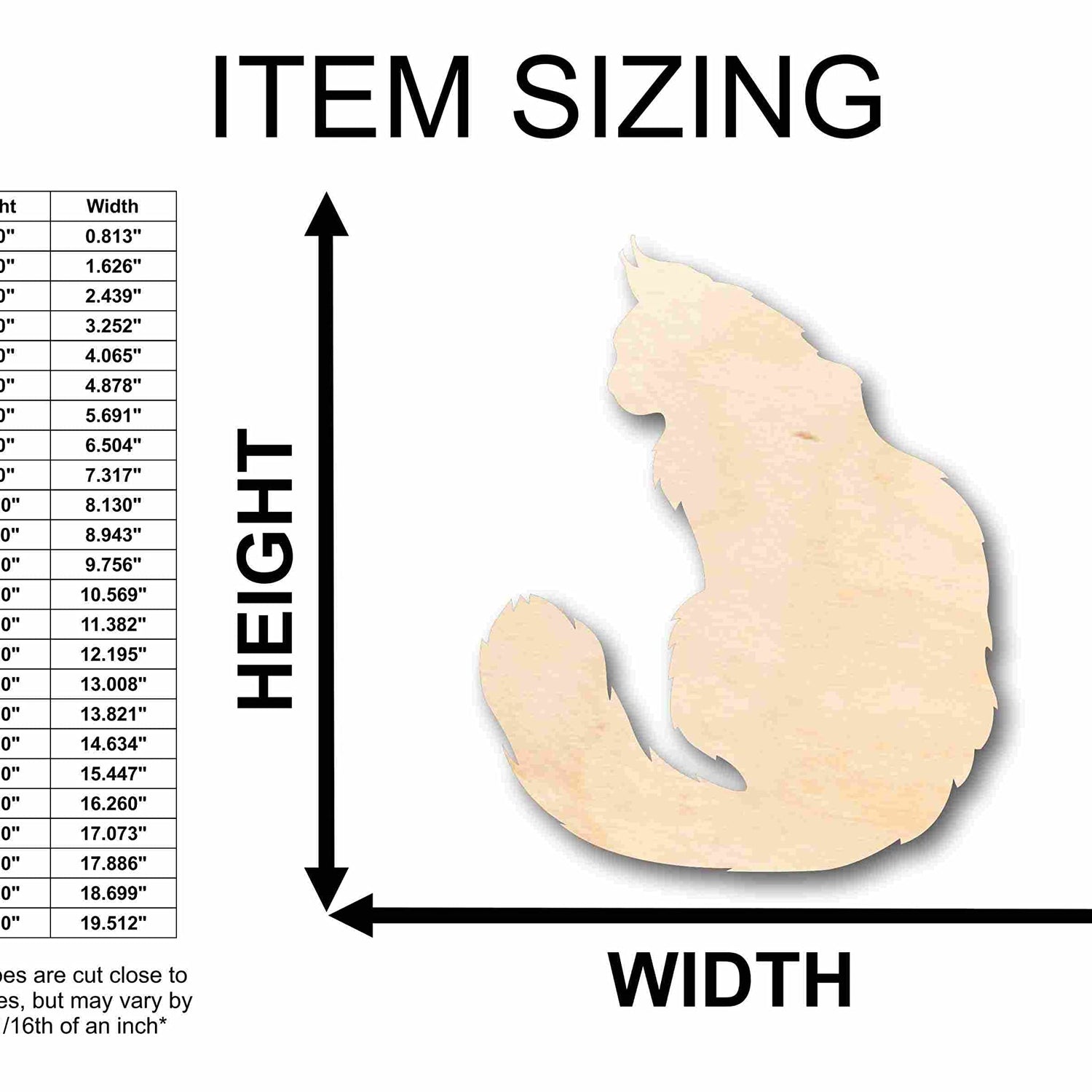 Unfinished Wood Cat Main Coon Silhouette - Craft- up to 24" DIY 12" / 1/4" 24 Hour Crafts