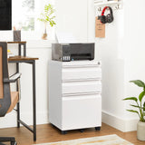 VERYKE 3 Drawer File Cabinet with Lock and Wheels Mobile Under Desk Filing Cabinet Vertical Filing Cabinet Metal Organizer File Cabinet for Hanging VERYKE