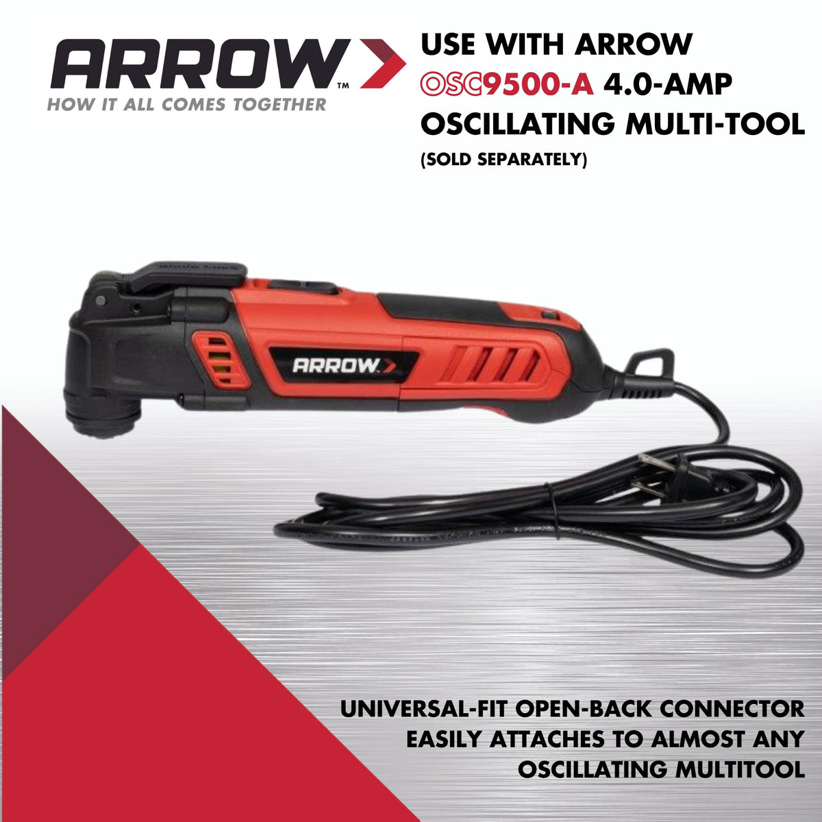 Arrow OSC109-1, 4-IN-1 Drywall Oscillating Tool Blade for Electrical Outlet Boxes, Recessed Lights, PVC, Universal, Fits Most Multitools Arrow Fastener