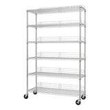 TRINITY EcoStorage Heavy Duty 6-Tier Adjustable Wire Shelving with Wheels and Backstands for Kitchen Organization, Garage Shelving, NSF Certified, TRINITY