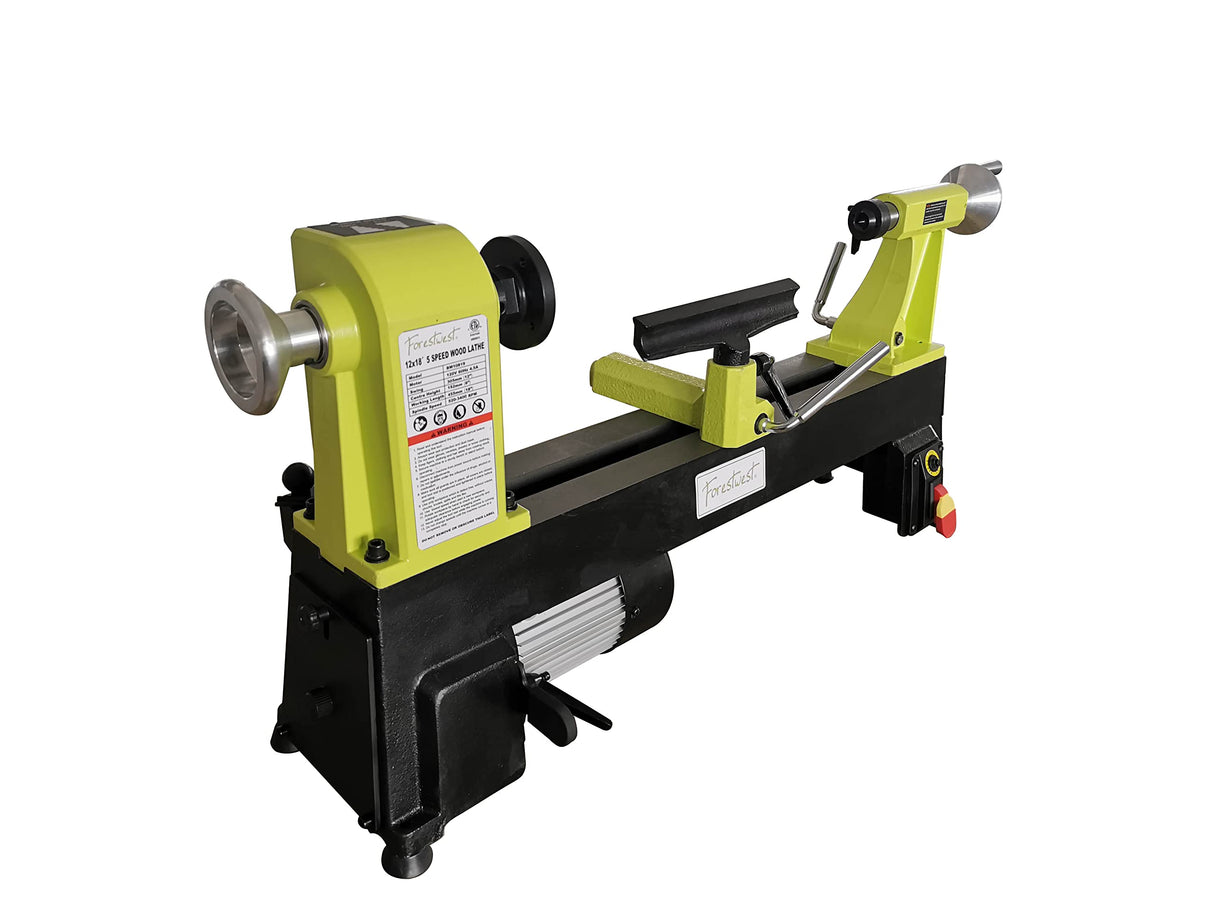 FORESTWEST 10819, 5 Amps Woodworking Lathe, 5-Speed 12"x18" Wood Lathe FORESTWEST