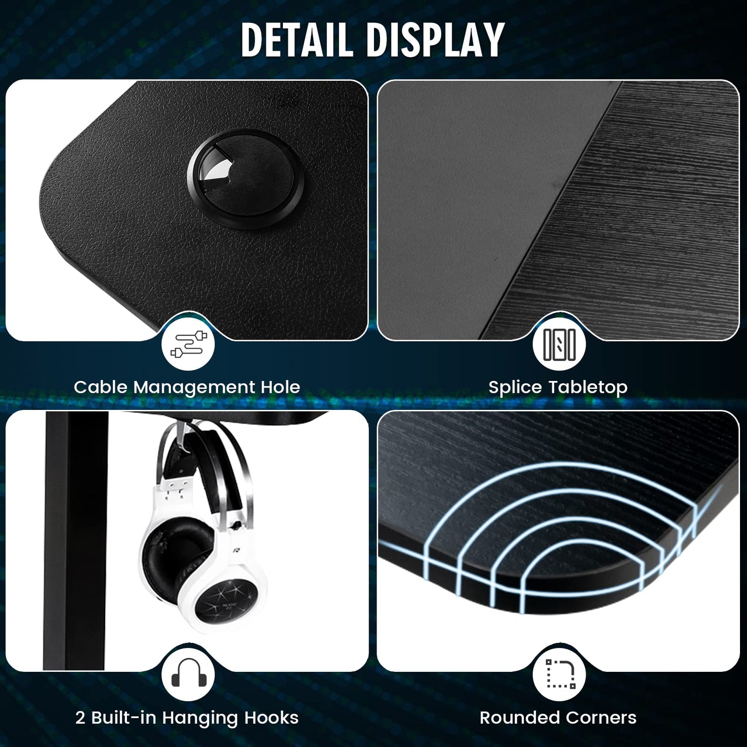 COSTWAY L Shaped Electric Adjustable Desk, L-Shaped Standing Computer Desk w/Splice Tabletop, 2 Hooks & Rolling Casters, Sit-Stand Corner Desk w/ 4 COSTWAY