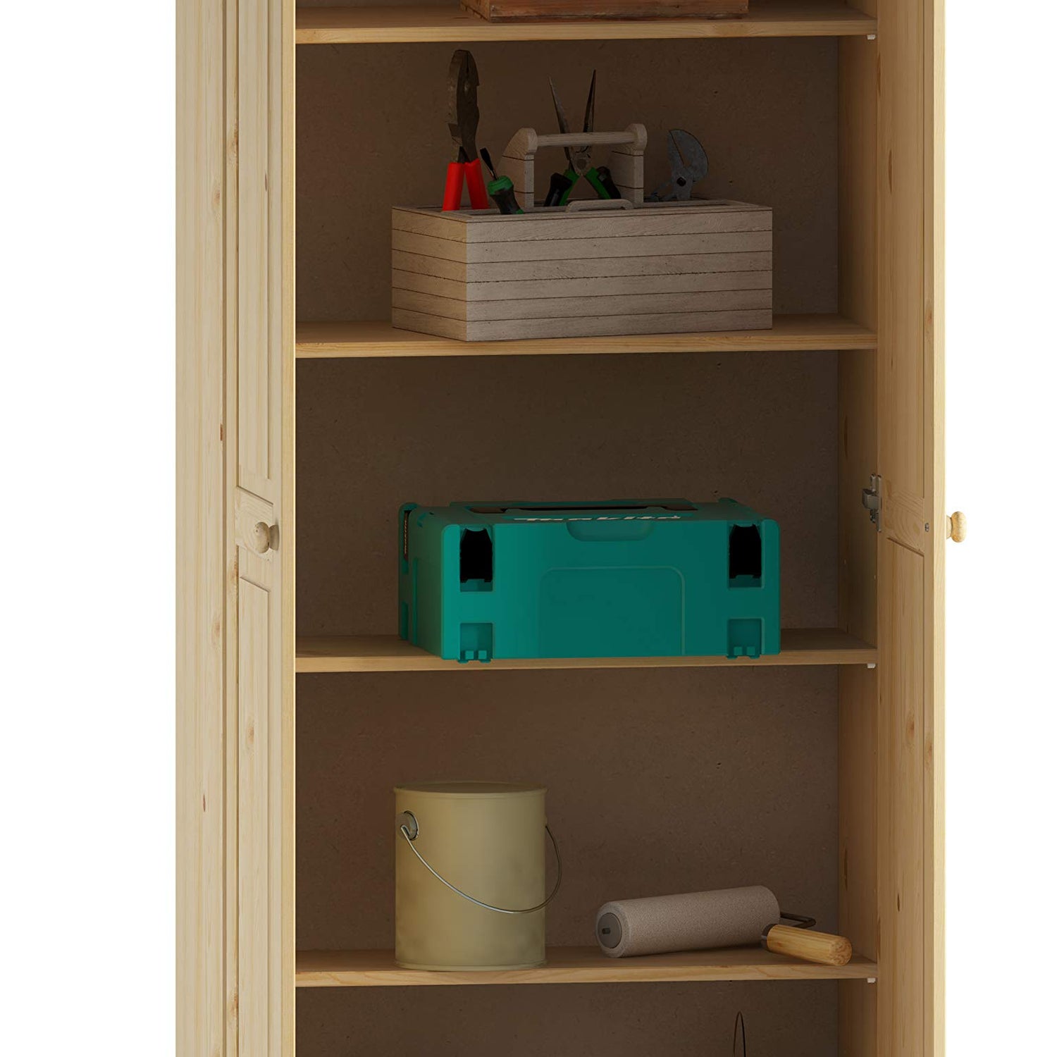 Solid Wood Unfinished Tall Pantry Cabinet with Adjustable Shelves and 2 Doors From the Tree Furniture