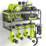 SUNALLY Power Tool Organizer, Power Drill Tool Holder, Heavy Duty Tool Shelf, 3 Layers Tool Rack Cordless Drill Holder, Floating Tool Shelf Wall SUNALLY