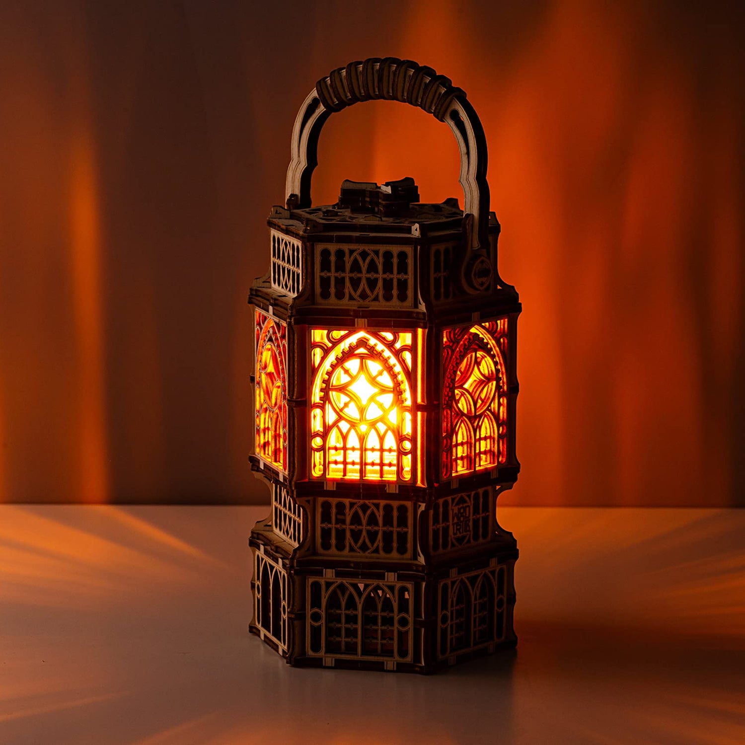 Wood Trick Antique Lantern LED 3D Wooden Puzzle - Engaging DIY Model for All Ages with Two Lighting Modes Wood Trick