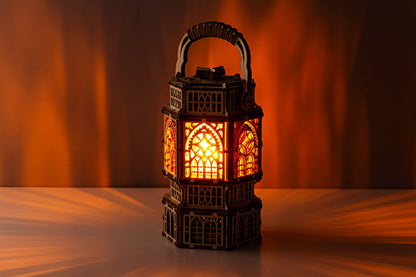 Wood Trick Antique Lantern LED 3D Wooden Puzzle - Engaging DIY Model for All Ages with Two Lighting Modes - WoodArtSupply