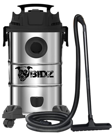 BIDZ 8 Gallons, Powerful 6 Peak HP Motor, 65'' Water Lift Suction Power, Heavy-Duty Stainless Steel Semi- Commercial Shop Vacuum System BIDZ