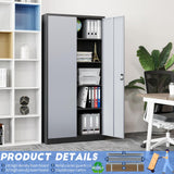 Yizosh Metal Garage Storage Cabinet with Lock, 71" Locking Tool Cabinet with 2 Doors and 5 Shelves, Tall Steel Cabinet for Garage, Heavy Duty File Yizosh