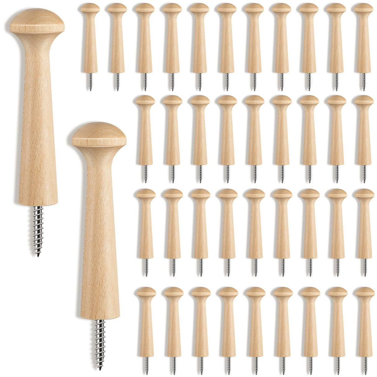 Jetec Wooden Shaker Peg Wood Screw-on Shaker Pegs 2.9 Inch Long Unfinished Wood Shaker Racks for Hanging Clothes Hats Towel and More DIY Paint Color Jetec