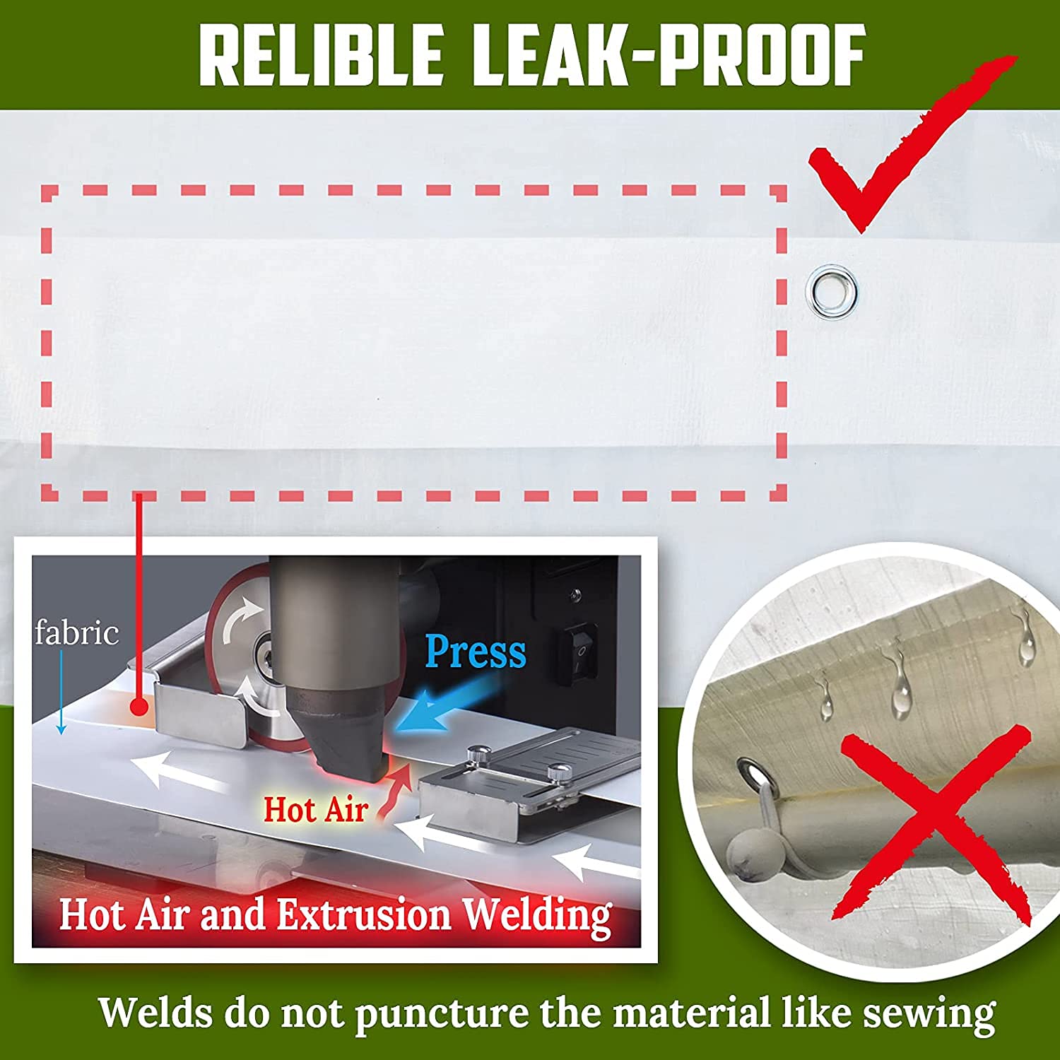 YardGrow 12x20ft Carport Canopy Replacement Cover Garage Tent Tarp Waterproof & UV Protected with Bungees, Frame Not Included (White) YardGrow