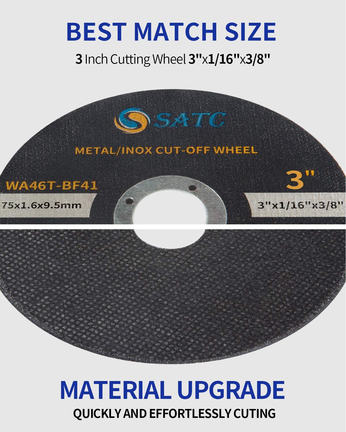 S SATC Grinder Wheel 25 PCS Cut Off Wheels 3 Inch Cut Off Wheel 3"x1/16"x3/8" Fits Any Angle Grinder Air Tool - WoodArtSupply