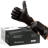 FifthPulse Black Vinyl Disposable Gloves Large 50 Pack - Latex Free, Powder Free Medical Exam Gloves - Surgical, Home, Cleaning, and Food Gloves - 3 FifthPulse