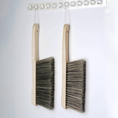 Rbenxia 2 Pieces Wooden Handle Bench Brushes Horse Hair Brushes Soft Bristles Dust Brush Household Cleaning Brushes for Fireplace, Sofa, Furniture,