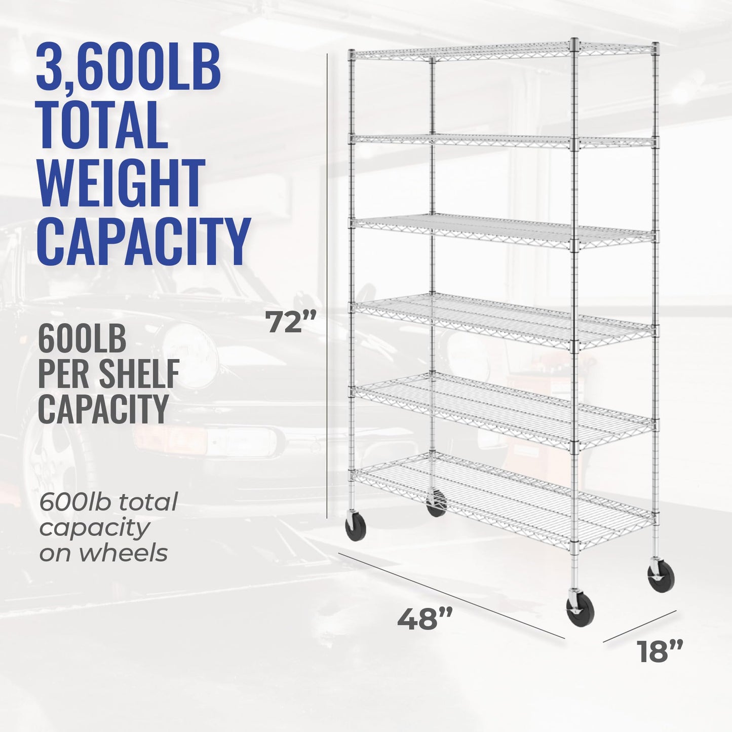 Heavy-Duty NSF Certified SafeRacks Storage Shelves with Wheels - Adjustable Steel Wire Shelving Unit - WoodArtSupply