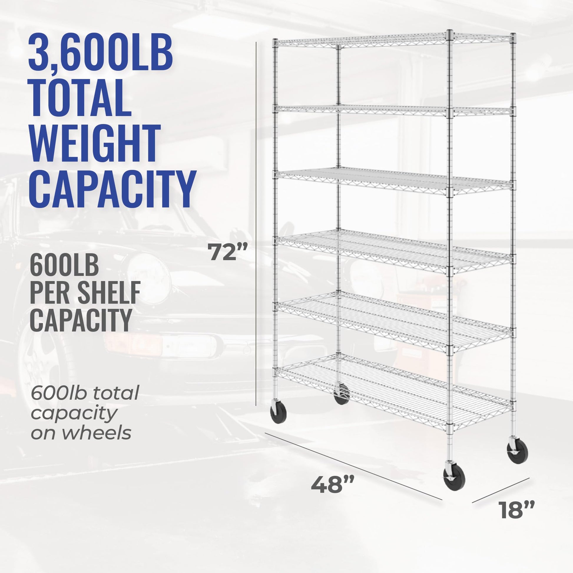 Heavy-Duty NSF Certified SafeRacks Storage Shelves with Wheels - Adjustable Steel Wire Shelving Unit - WoodArtSupply