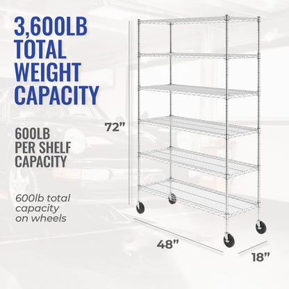 Heavy-Duty NSF Certified SafeRacks Storage Shelves with Wheels - Adjustable Steel Wire Shelving Unit - WoodArtSupply