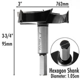 Vouyar 3 Inch Forstner Drill Bit, Triple-Flute Carbide Tipped Forstner Bit for Hard Wood, Soft Wood, Veneered Plywood, Plastic, Drilling Hole Saw Vouyar