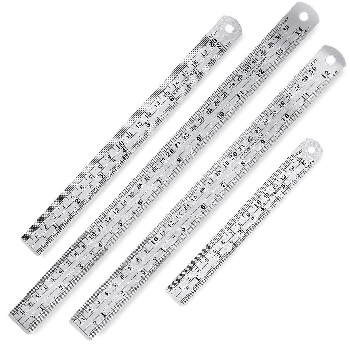 Mr. Pen Steel Rulers, 6, 8, 12, 14 inch Metal Rulers, Pack of 4 Mr. Pen