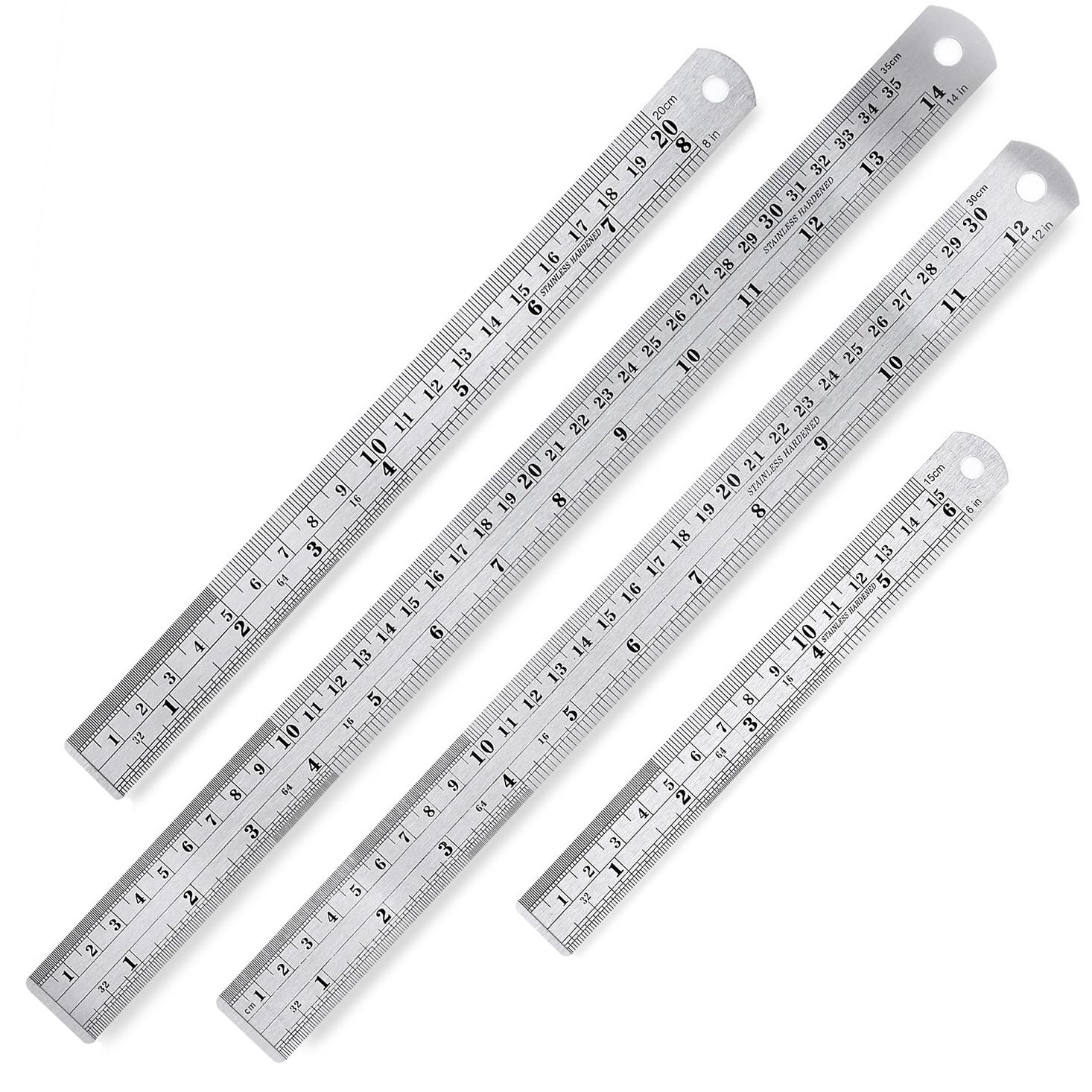 Mr. Pen Steel Rulers, 6, 8, 12, 14 inch Metal Rulers, Pack of 4 - WoodArtSupply