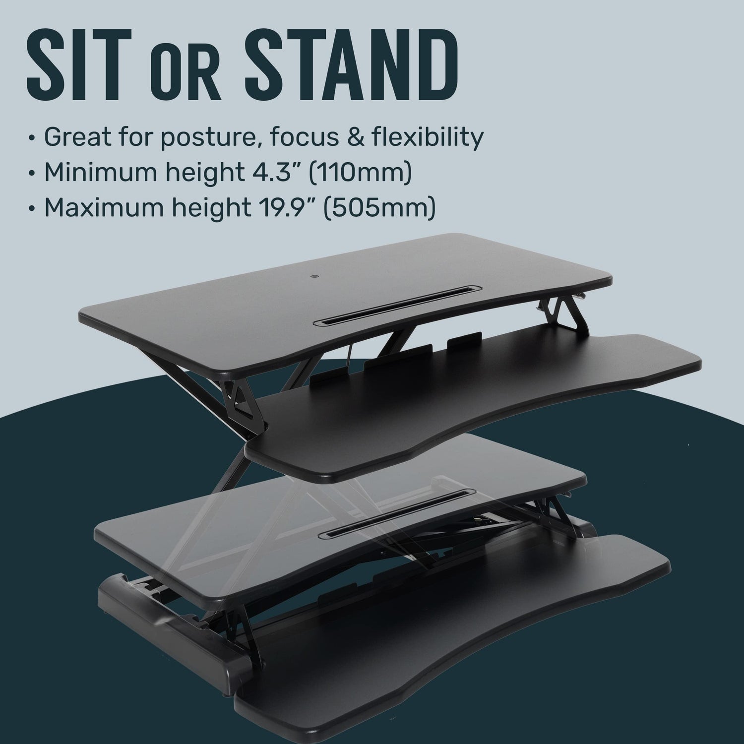 TechOrbits Standing Desk Converter-32-inch Height Adjustable, MDF Wood, Sit Riser-Black, 32" TechOrbits