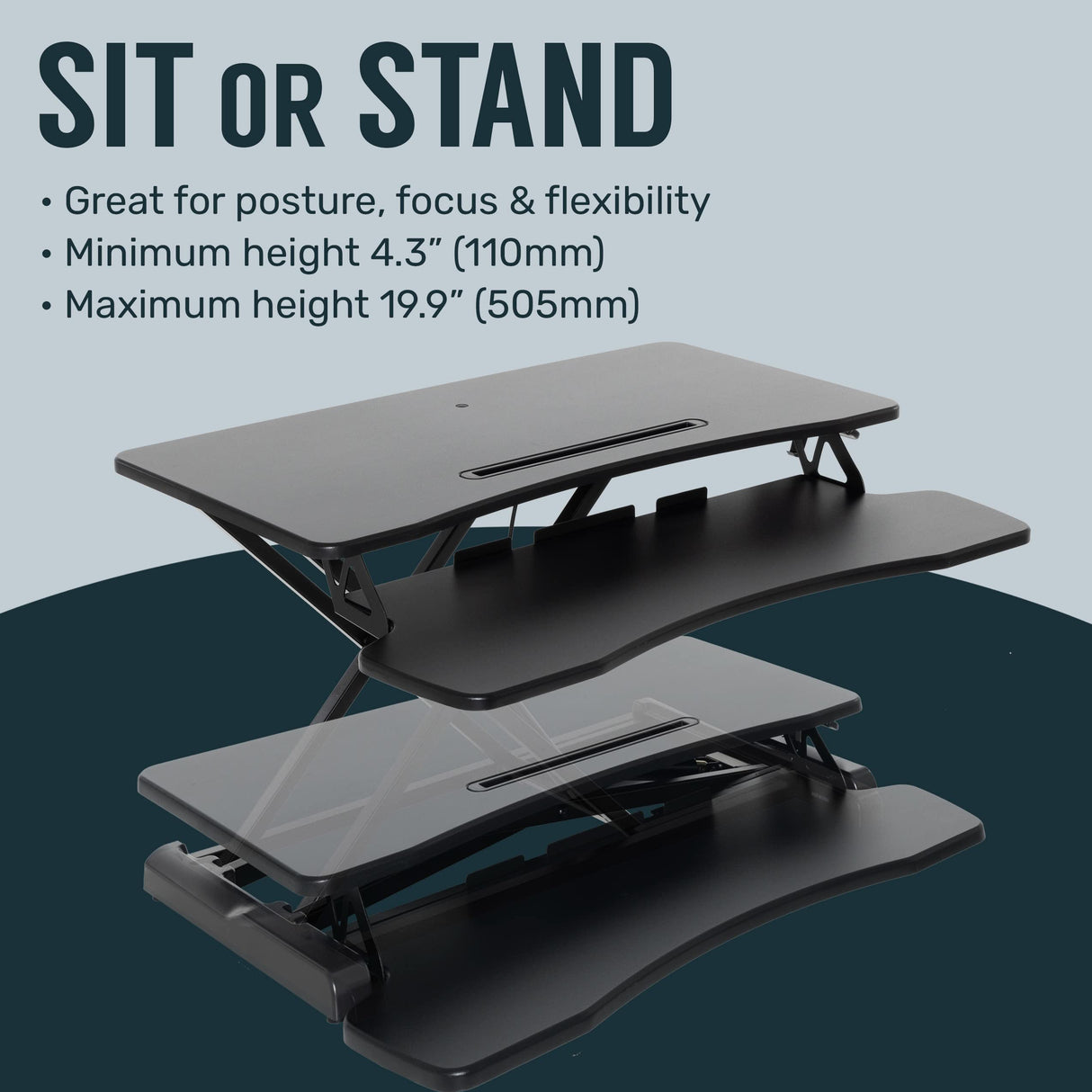 TechOrbits Standing Desk Converter-32-inch Height Adjustable, MDF Wood, Sit Riser-Black, 32" TechOrbits