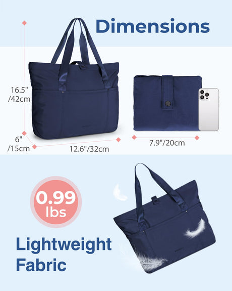 BAGSMART Tote Bag for Women, Foldable Tote Bag With Zipper Large Shoulder Bag Top Handle Handbag for Travel, Work BAGSMART