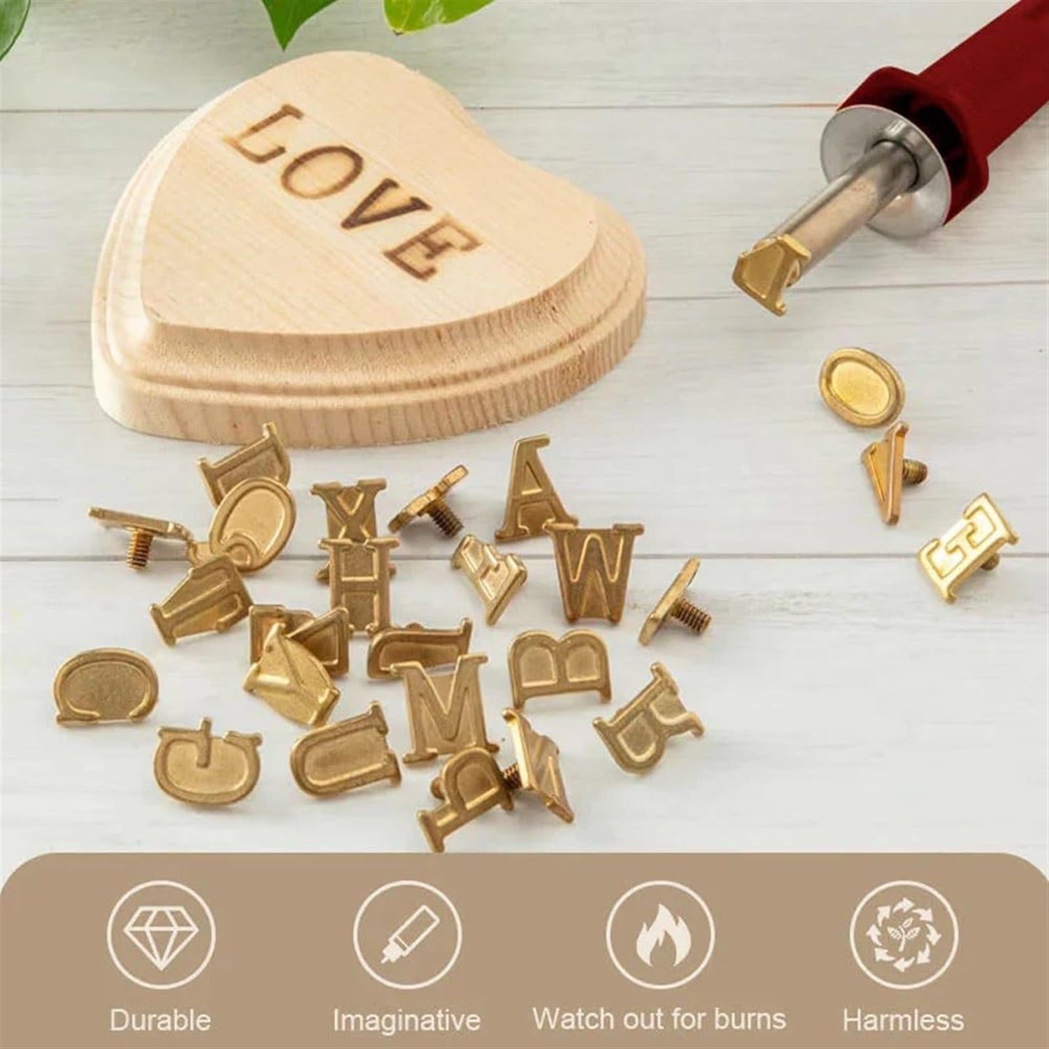 DIY Wood Burning/Carving Set, Diy Wood/Leather Burning Set—26 Letters Copper Mold, Wood Craft DIY Embossing Carving, Wood Burning Kit Letter Wood VALHMKT